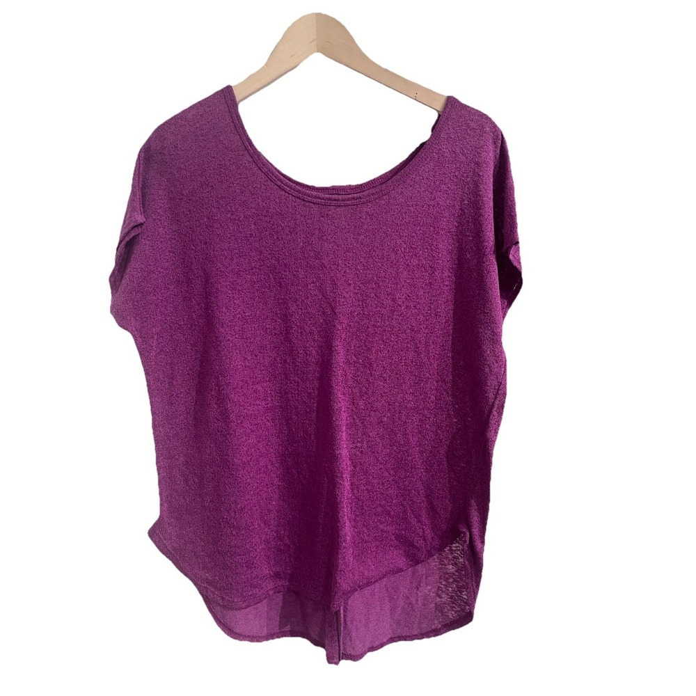 Lane Bryant Purple 2 Back Slit Lightweight Short Sleeve Top Womans Size 14/16